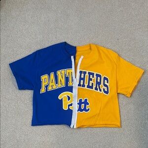 Panthers Cropped Split T-Shirt - Blue and Yellow